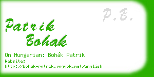 patrik bohak business card